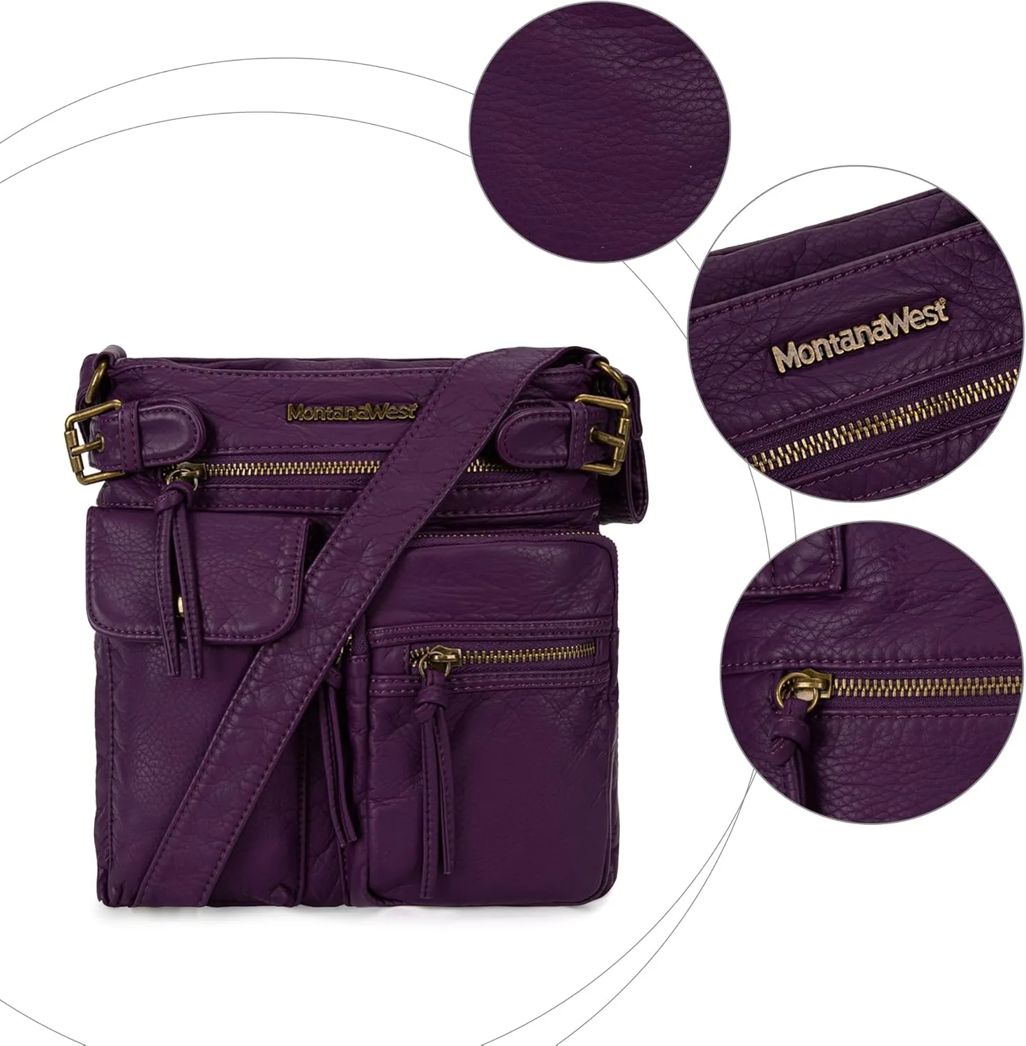Montana West Crossbody Bag for Women Soft Washed Leather Multi Pocket crossbody handbags