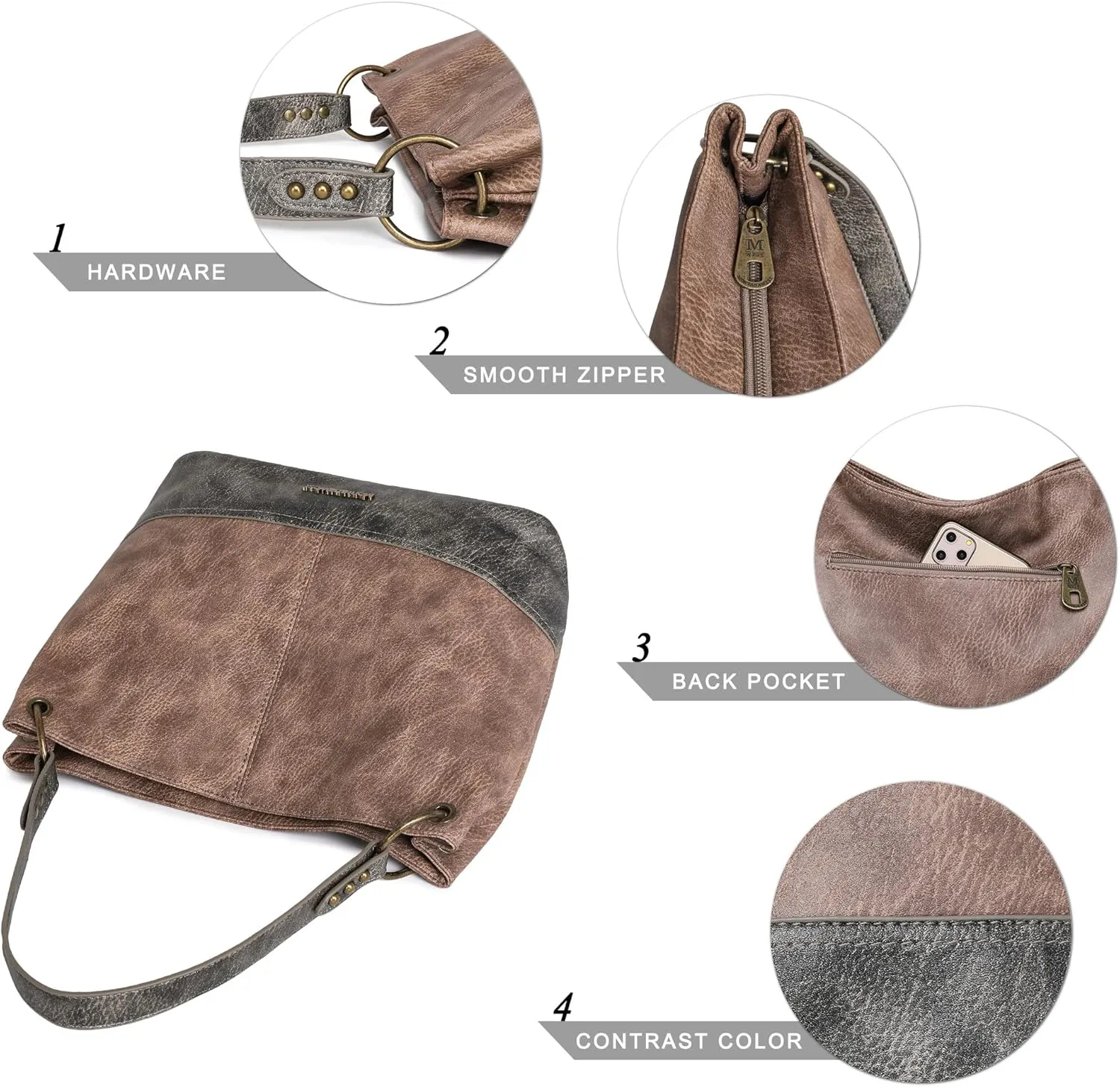 Montana West Purses for Women Hobo Shoulder Handbags with Zipper