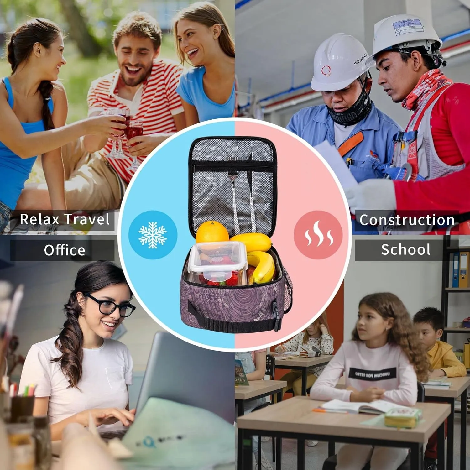 Musical Notation Print Patterns Lunch Bag Insulated Lunch Tote For Women And Men'S Office Work Travel Picnic