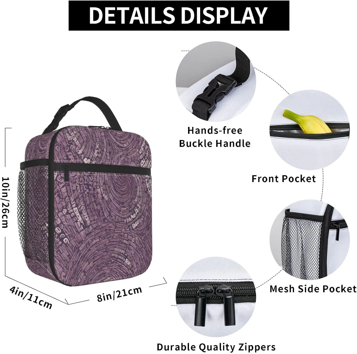 Musical Notation Print Patterns Lunch Bag Insulated Lunch Tote For Women And Men'S Office Work Travel Picnic