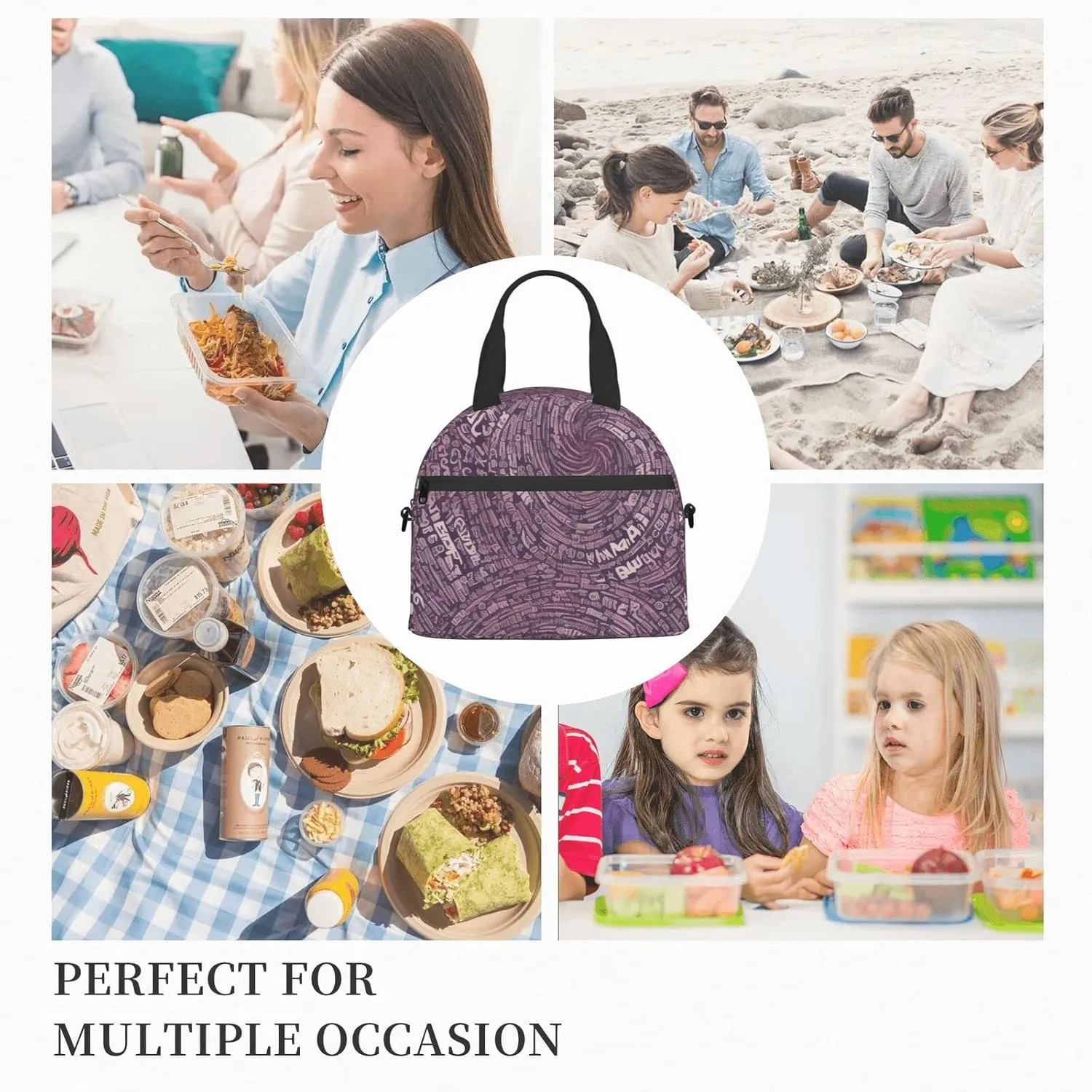 Musical Notation Print Patterns Lunch Bag Insulated Lunch Tote With Adjustable Shoulder Strap Women And Men'S Office Work Travel Picnic