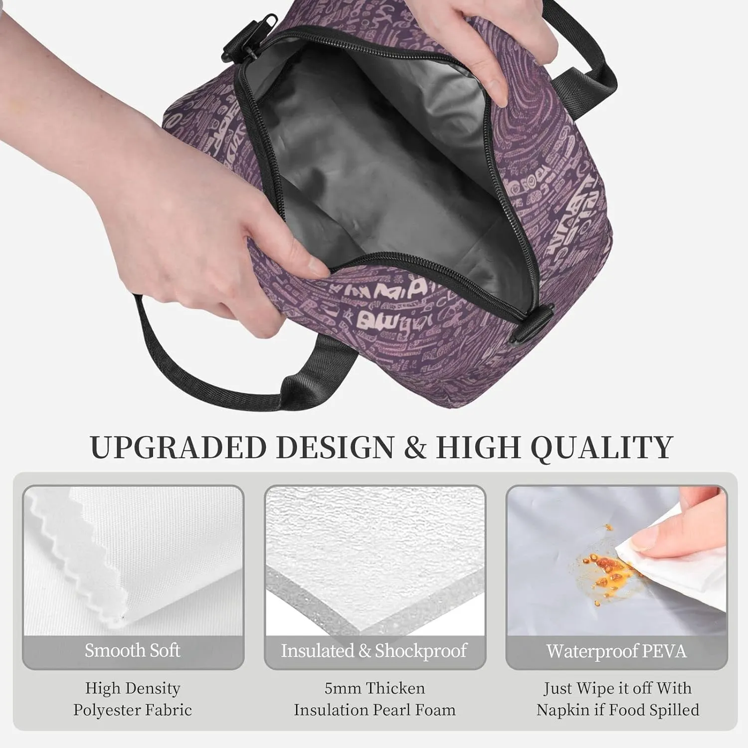 Musical Notation Print Patterns Lunch Bag Insulated Lunch Tote With Adjustable Shoulder Strap Women And Men'S Office Work Travel Picnic