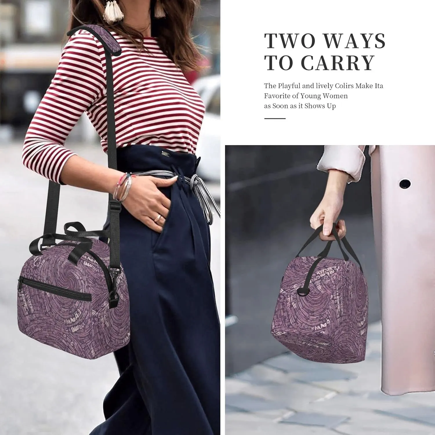 Musical Notation Print Patterns Lunch Bag Insulated Lunch Tote With Adjustable Shoulder Strap Women And Men'S Office Work Travel Picnic