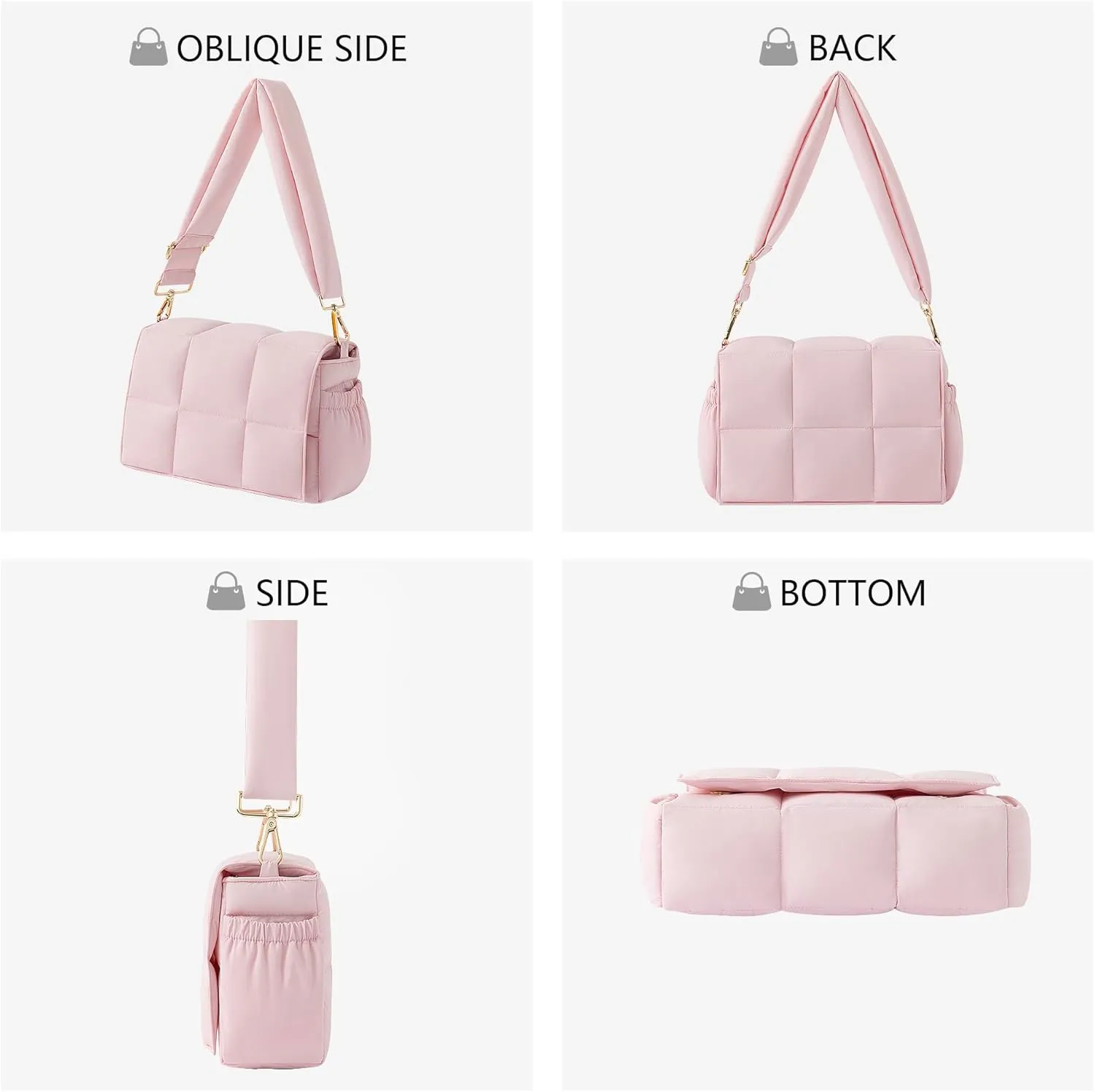 NAARIIAN Crossbody Bag for Women Quilted Puffer Purse Fashion Lightweight Travel Handbags Cute Small Shoulder Bag