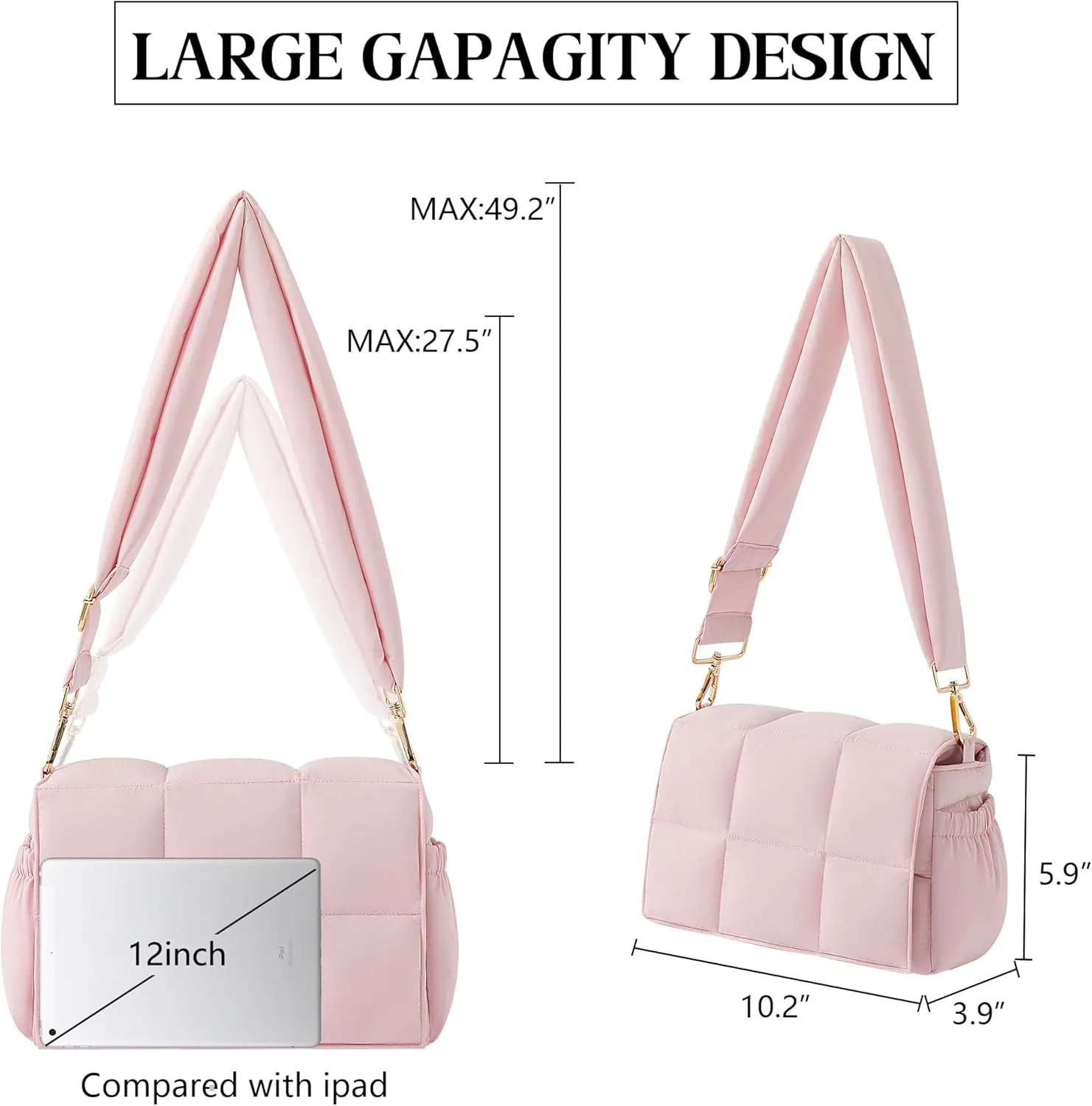 NAARIIAN Crossbody Bag for Women Quilted Puffer Purse Fashion Lightweight Travel Handbags Cute Small Shoulder Bag