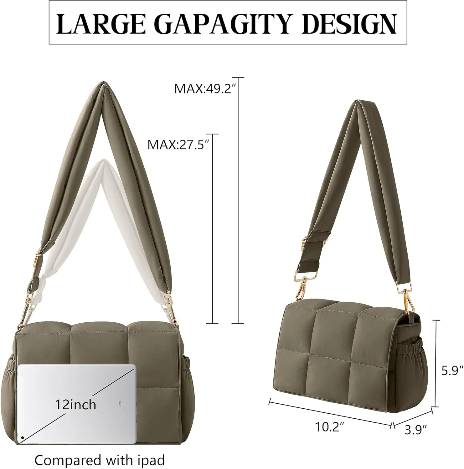 NAARIIAN Crossbody Bag for Women Quilted Puffer Purse Fashion Lightweight Travel Handbags Cute Small Shoulder Bag