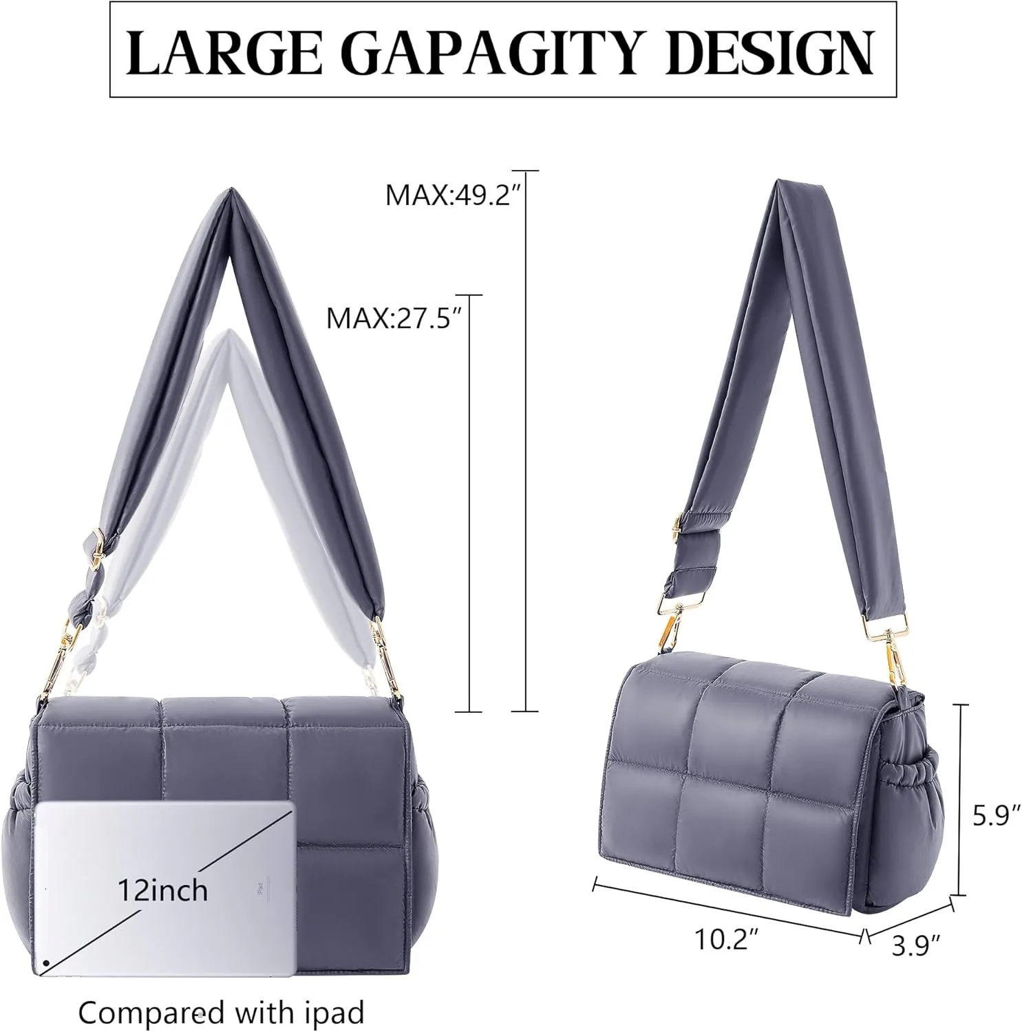NAARIIAN Crossbody Bag for Women Quilted Puffer Purse Fashion Lightweight Travel Handbags Cute Small Shoulder Bag