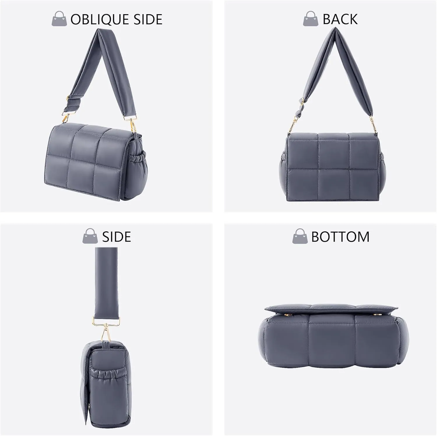 NAARIIAN Crossbody Bag for Women Quilted Puffer Purse Fashion Lightweight Travel Handbags Cute Small Shoulder Bag