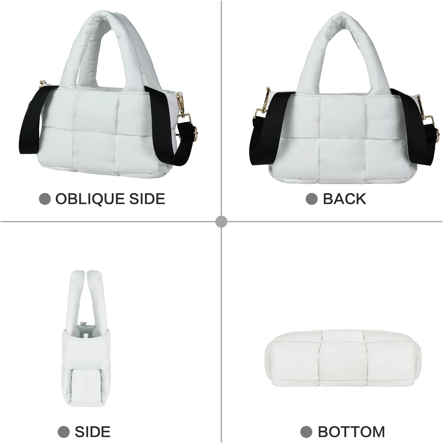 NAARIIAN Puffer Tote Bag Small Women's Satchel handbag Cross body Shoulder bag Woven Puffy Purse