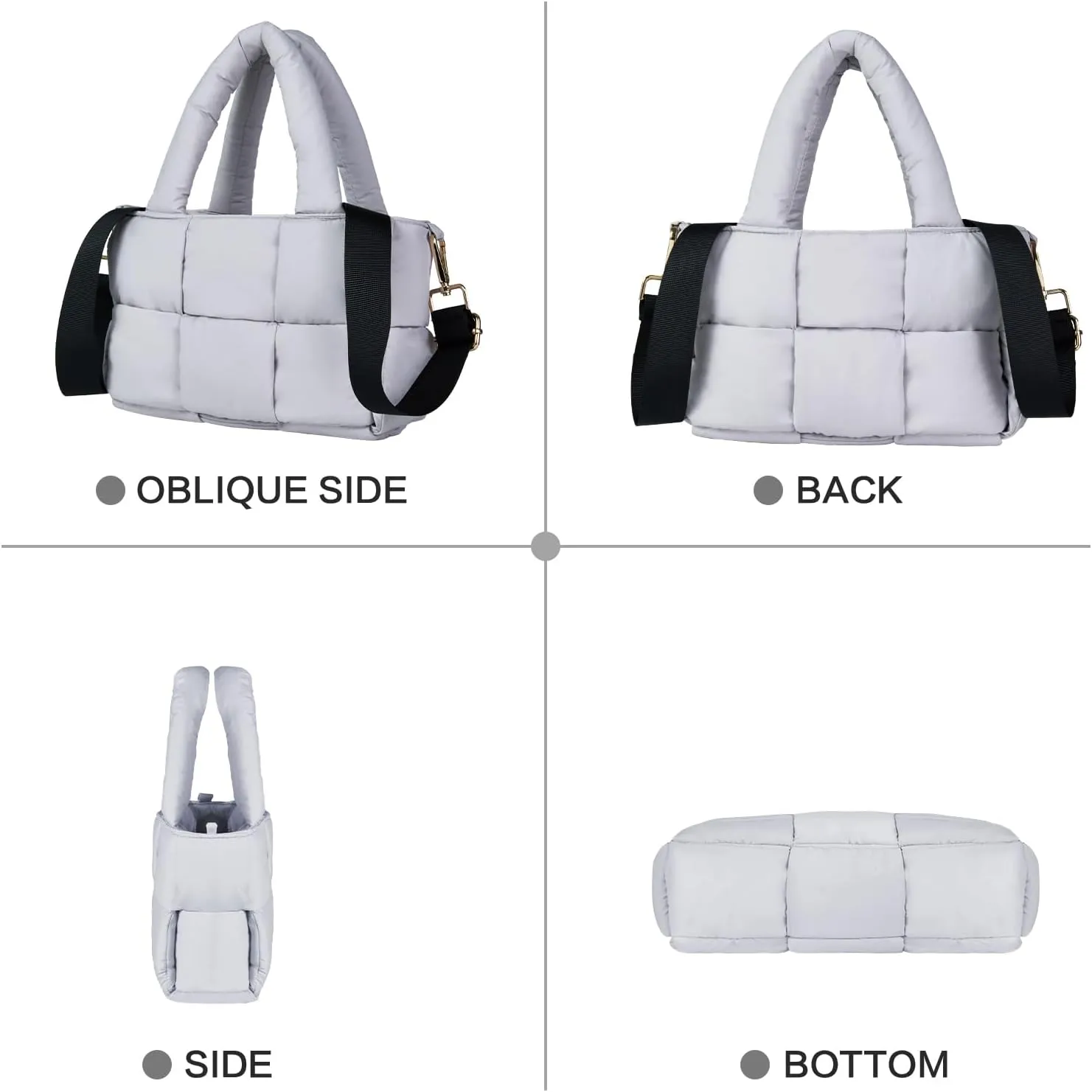 NAARIIAN Puffer Tote Bag Small Women's Satchel handbag Cross body Shoulder bag Woven Puffy Purse