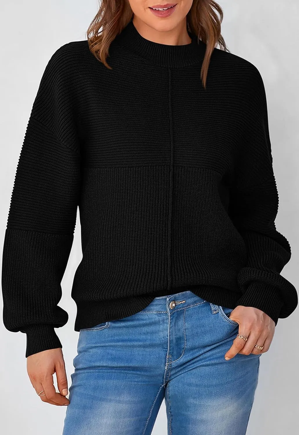 NALANISA Womens Fall Winter Sweaters 2024 Long Sleeve Crewneck Ribbed Knit Chunky Pullover Sweater Tops Fashion Clothes