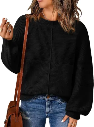 NALANISA Womens Fall Winter Sweaters 2024 Long Sleeve Crewneck Ribbed Knit Chunky Pullover Sweater Tops Fashion Clothes