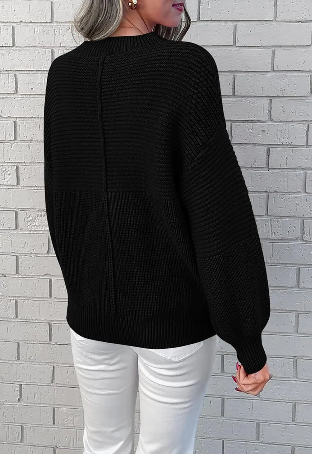 NALANISA Womens Fall Winter Sweaters 2024 Long Sleeve Crewneck Ribbed Knit Chunky Pullover Sweater Tops Fashion Clothes