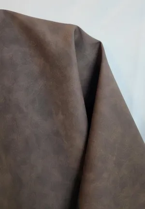 NAT Leathers | Dark Brown Tumbled Nubuck Soft Faux Leather PU Fabric Sheet (Peta Approved Vegan) | 2 Yard (72 x 54 inch) Cut by Yard | Synthetic Pleather 0.9 mm Vinyl Upholstery | 72"x54"