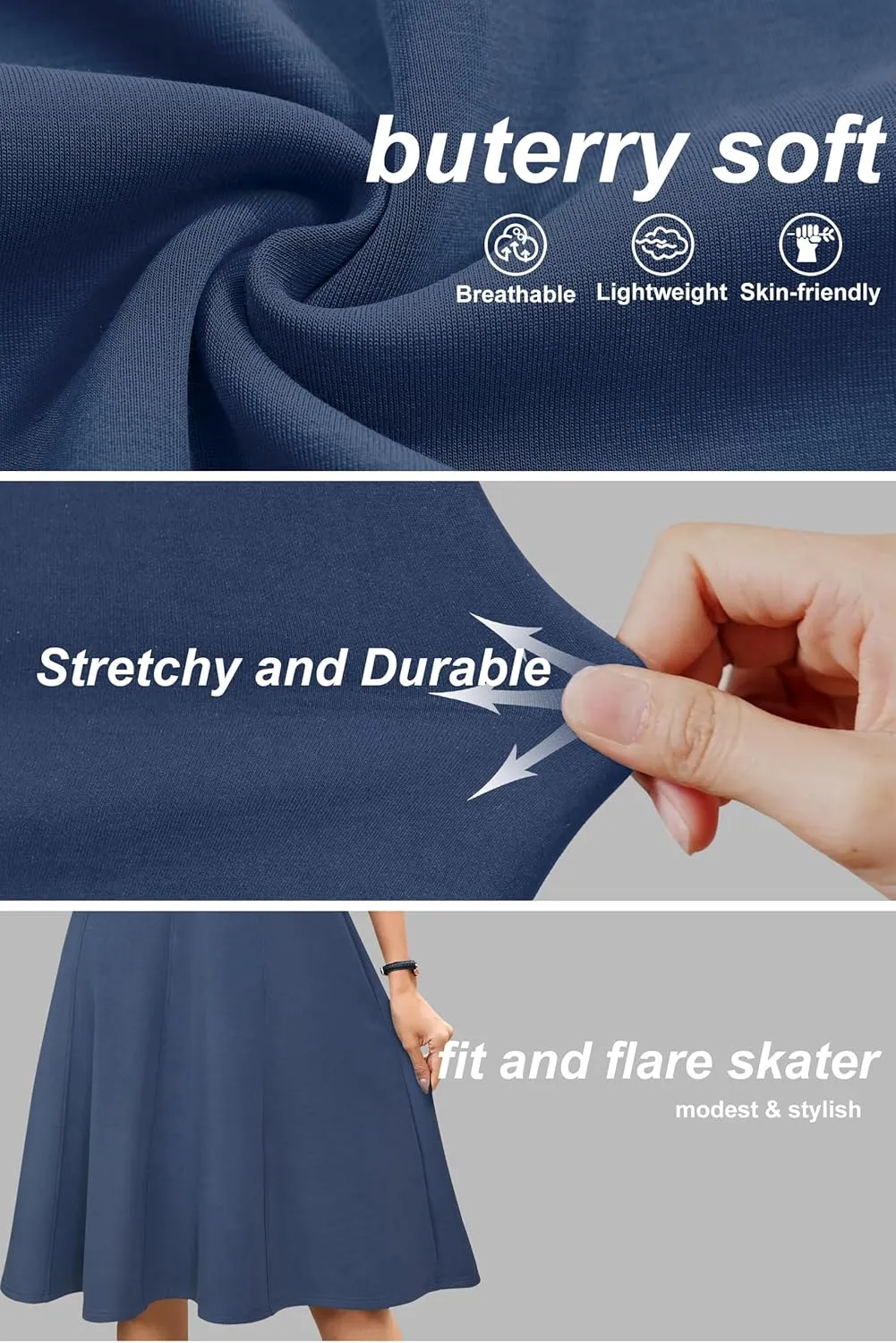 Newshows Women's 2025 Summer Business Casual Work Dress Wrinkle-Free Crewneck Midi Short Sleeve Skater Formal Office Attire