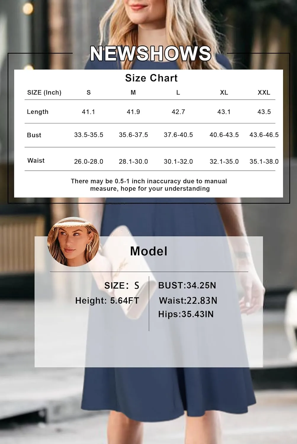 Newshows Women's 2025 Summer Business Casual Work Dress Wrinkle-Free Crewneck Midi Short Sleeve Skater Formal Office Attire