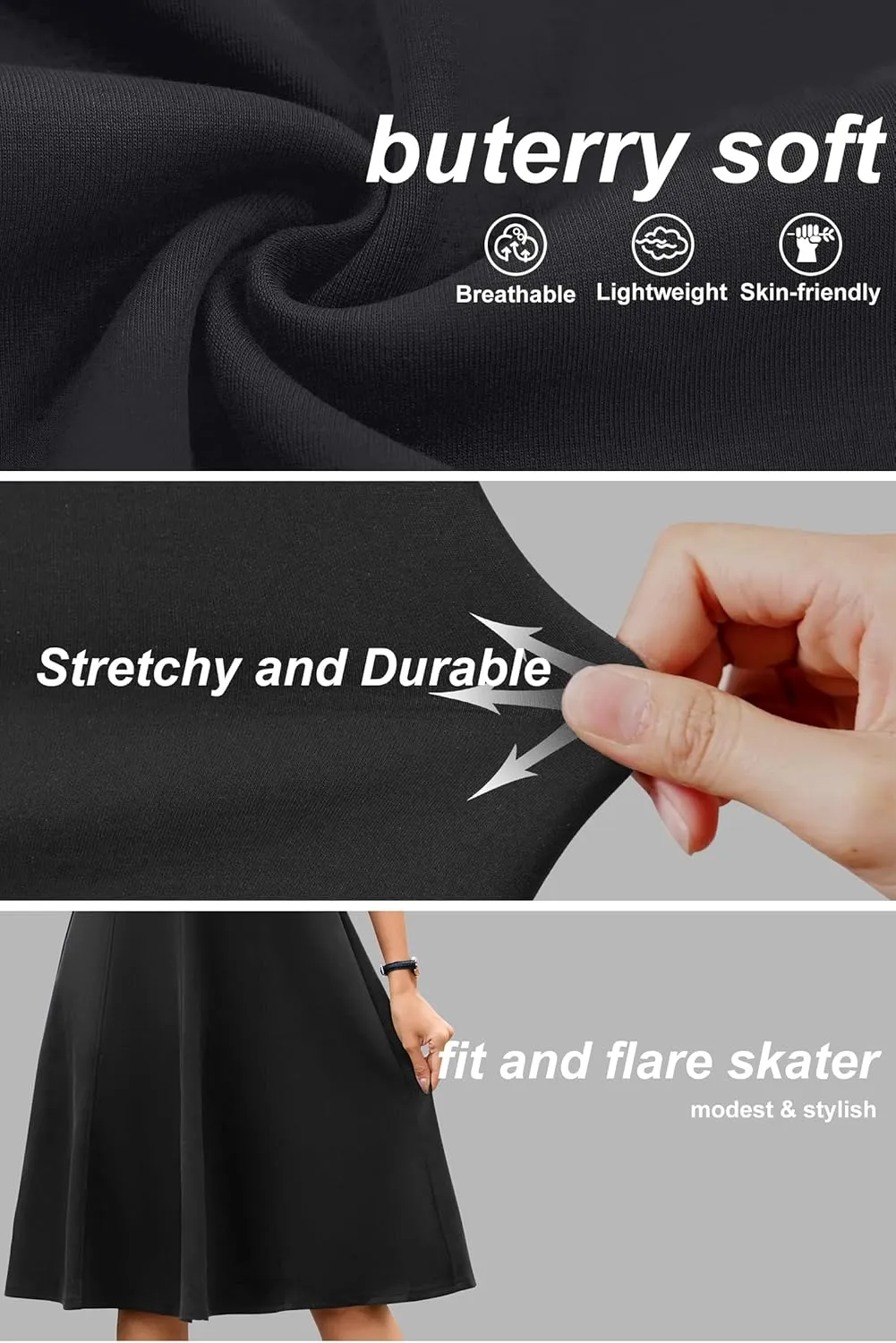 Newshows Women's 2025 Summer Business Casual Work Dress Wrinkle-Free Crewneck Midi Short Sleeve Skater Formal Office Attire