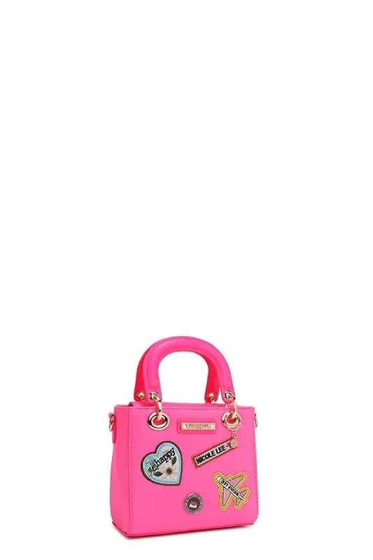 Nicole Lee USA Color Patch Handbag with Top Handle