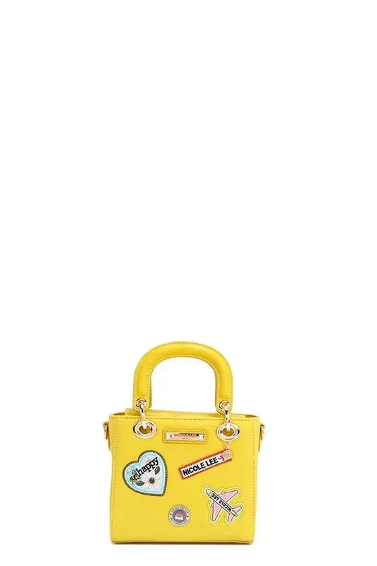 Nicole Lee USA Color Patch Handbag with Top Handle