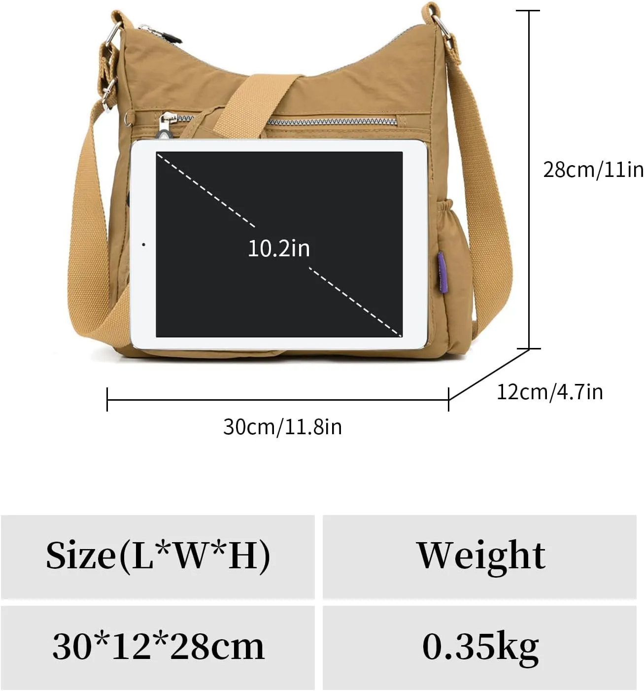 NOTAG Crossbody Bag for Women - Waterproof Multi-Pocket Handbag, Shoulder Bag, Lightweight Large Messenger