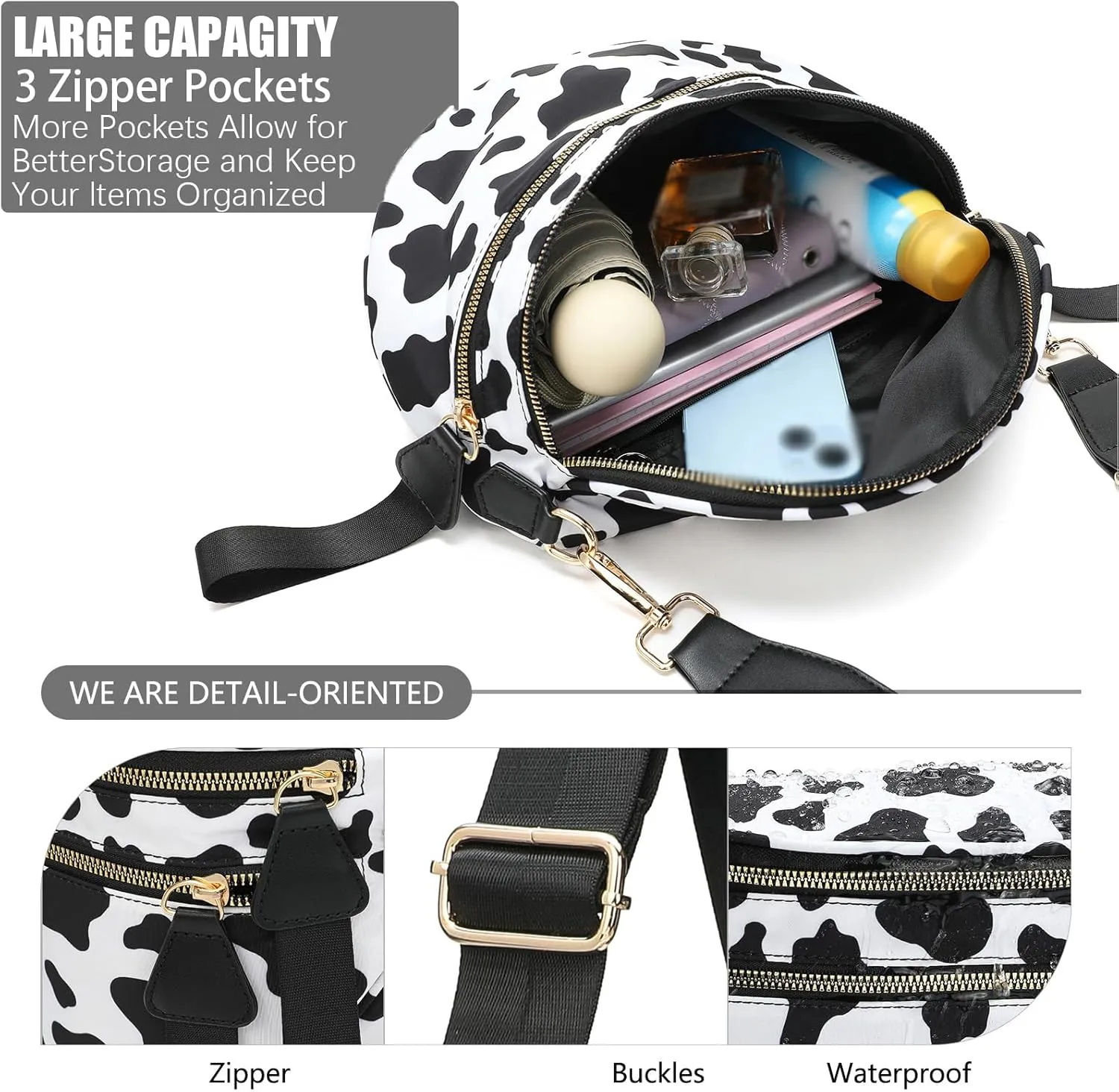 Nuvore Crossbody Comfort Bag, 2025 New with Large Capacity Checkered Bum Handbags with Shoulder Strap for Travel Daily