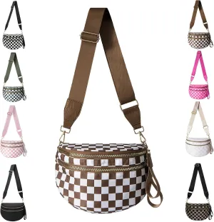 Nuvore Crossbody Comfort Bag, 2025 New with Large Capacity Checkered Bum Handbags with Shoulder Strap for Travel Daily