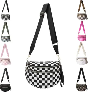Nuvore Crossbody Comfort Bag, 2025 New with Large Capacity Checkered Bum Handbags with Shoulder Strap for Travel Daily