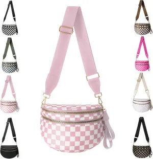Nuvore Crossbody Comfort Bag, 2025 New with Large Capacity Checkered Bum Handbags with Shoulder Strap for Travel Daily