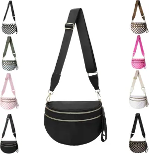 Nuvore Crossbody Comfort Bag, 2025 New with Large Capacity Checkered Bum Handbags with Shoulder Strap for Travel Daily