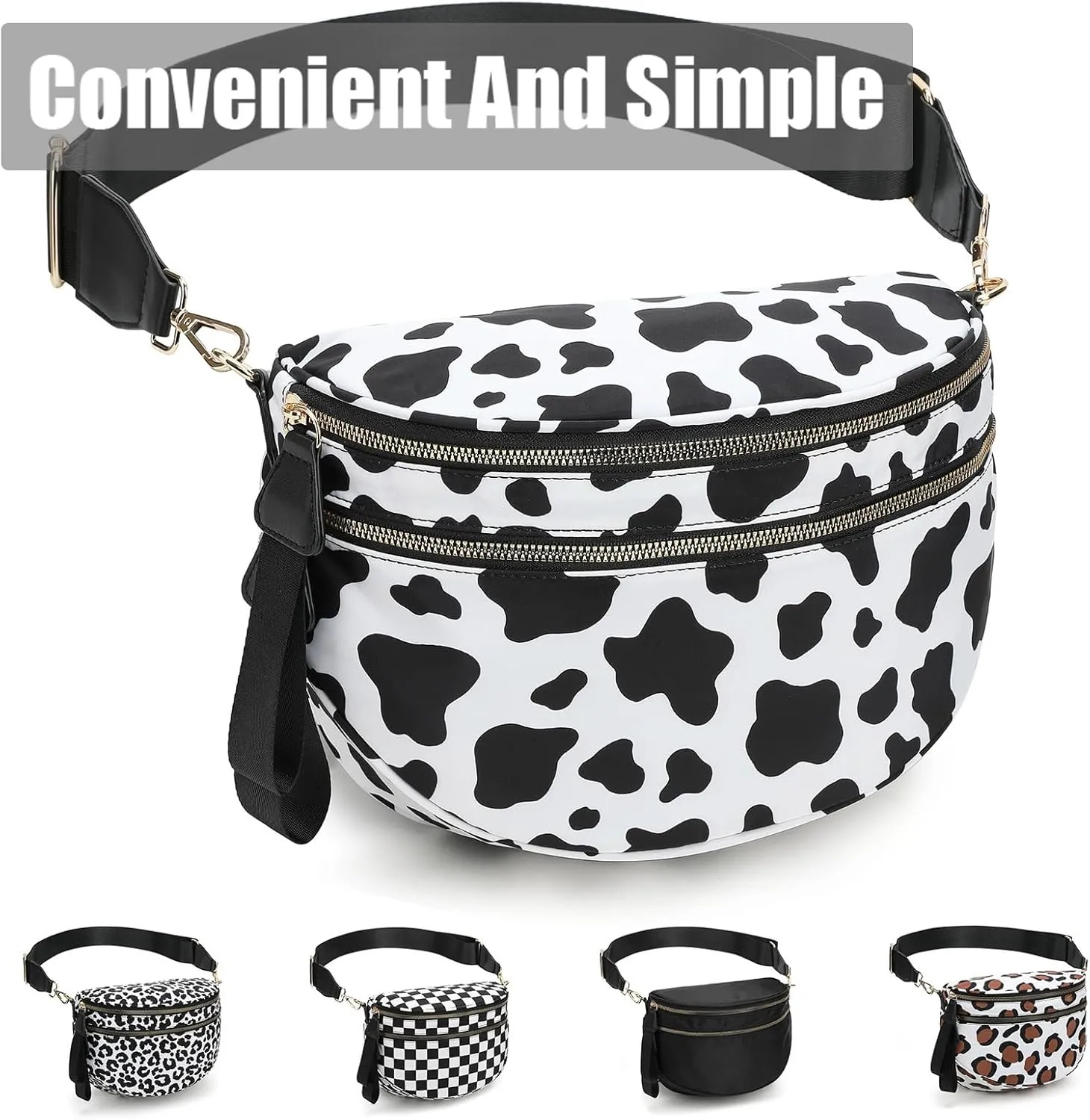 Nuvore Crossbody Comfort Bag, 2025 New with Large Capacity Checkered Bum Handbags with Shoulder Strap for Travel Daily