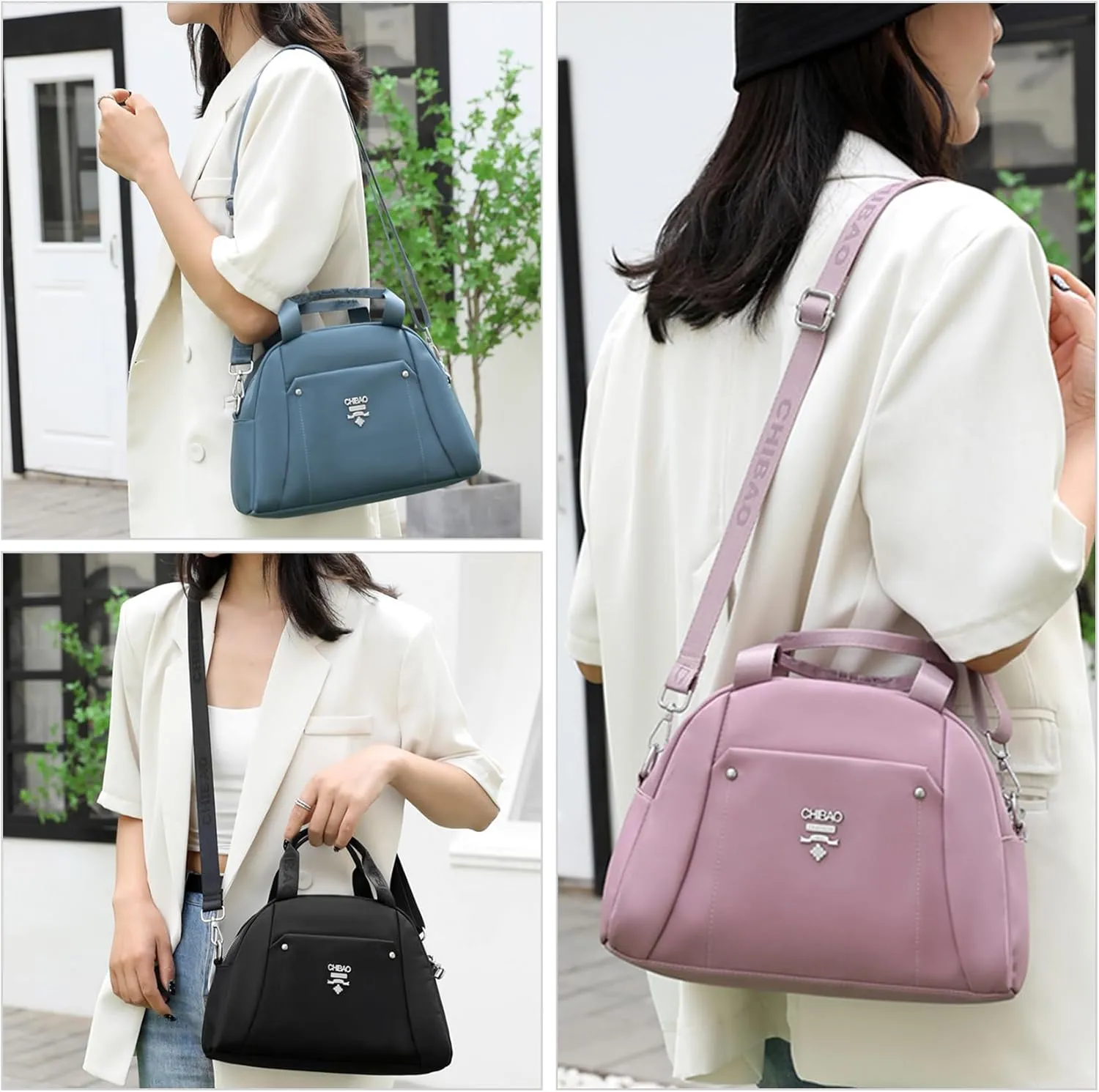 Nylon Crossbody Bag for Women Waterproof Shoulder Bag Lightweight Purse with Pockets Ladies Travel Handbag (Red)