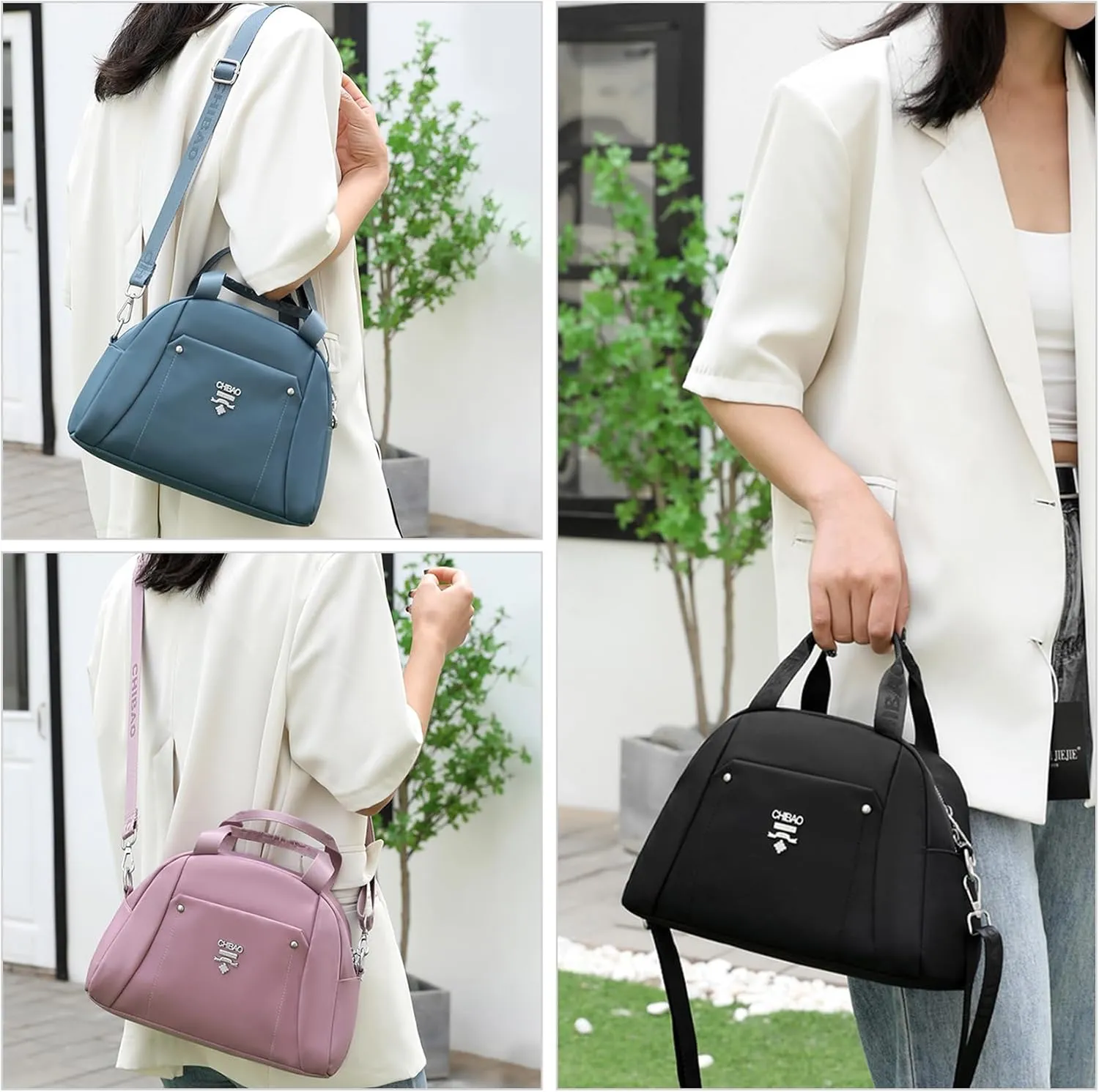 Nylon Crossbody Bag for Women Waterproof Shoulder Bag Lightweight Purse with Pockets Ladies Travel Handbag (Red)
