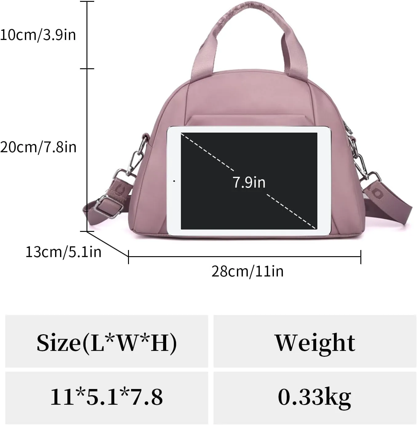 Nylon Crossbody Bag for Women Waterproof Shoulder Bag Lightweight Purse with Pockets Ladies Travel Handbag (Red)