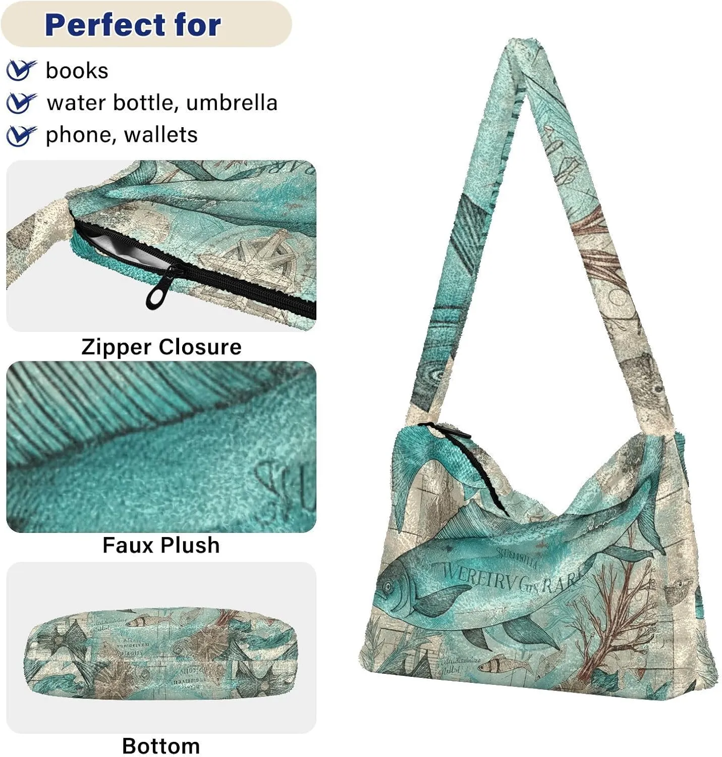 Ocean Crab Coral Plank Ladies Shoulder Bag, Tote Bag Shoulder Handbag, Autumn Handbags