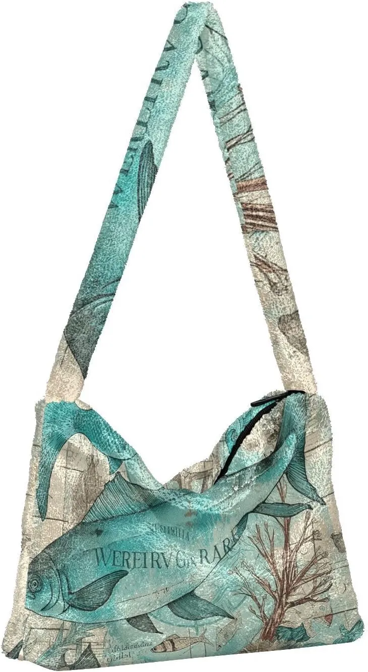 Ocean Crab Coral Plank Ladies Shoulder Bag, Tote Bag Shoulder Handbag, Autumn Handbags
