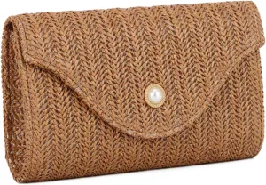 Oweisong Straw Clutch Purses for Women Summer Pearl Evening Bag Small Beach Woven Purse and Handbags 2025