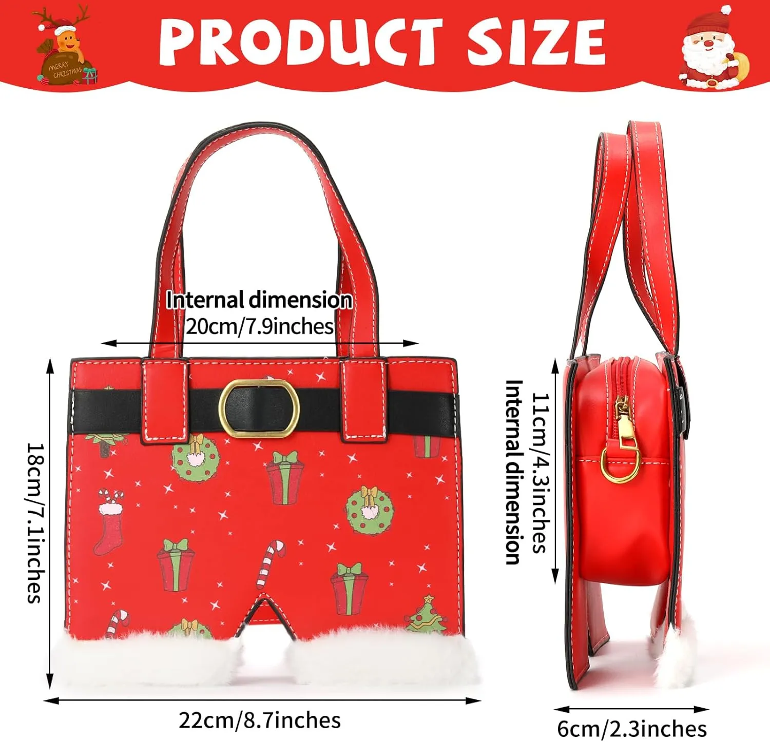 party greeting Santa Crossbody Purse for Women Christmas Santa Pants Shaped Ladies Xmas Shoulder Bag for Merry Christmas Gift