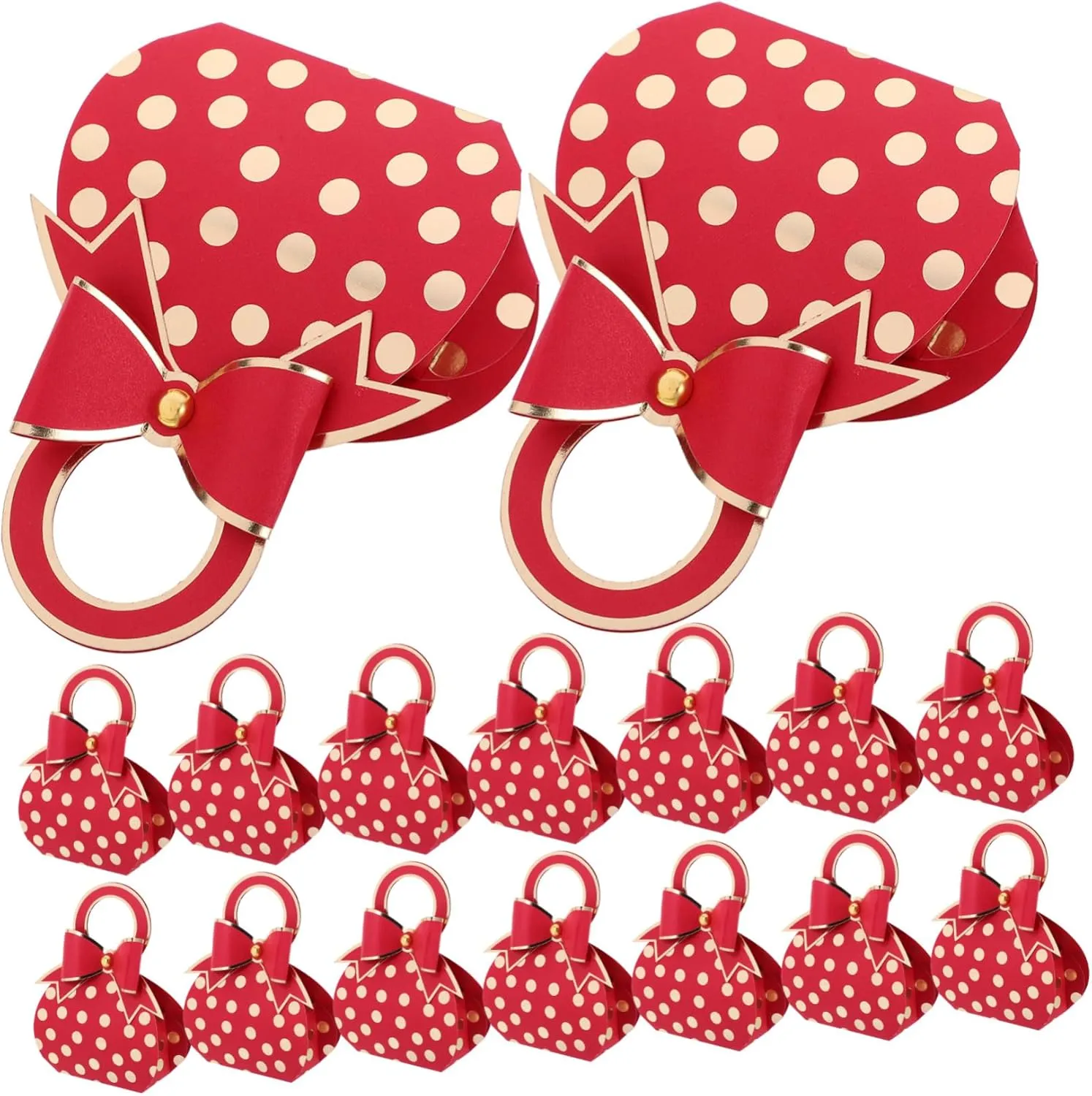 PartyKindom 50pcs Elegant Handbag Candy Boxes Wedding Party Favor Boxes Mini Purses for Red