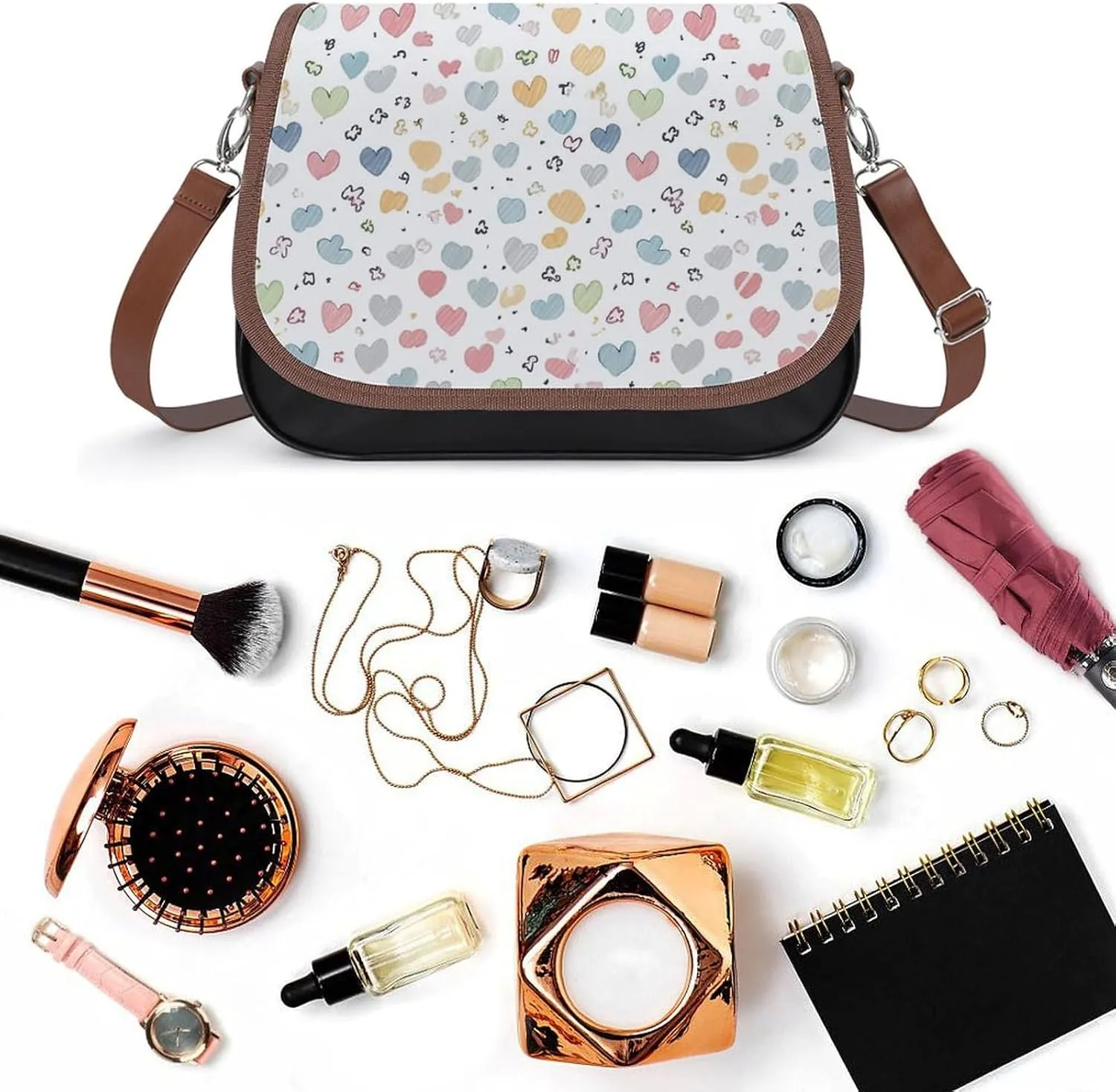 Pastel Color Smiley Face Crossbody Bags for Women Travel Shoulder Bag Small Leather Cross Body Handbags