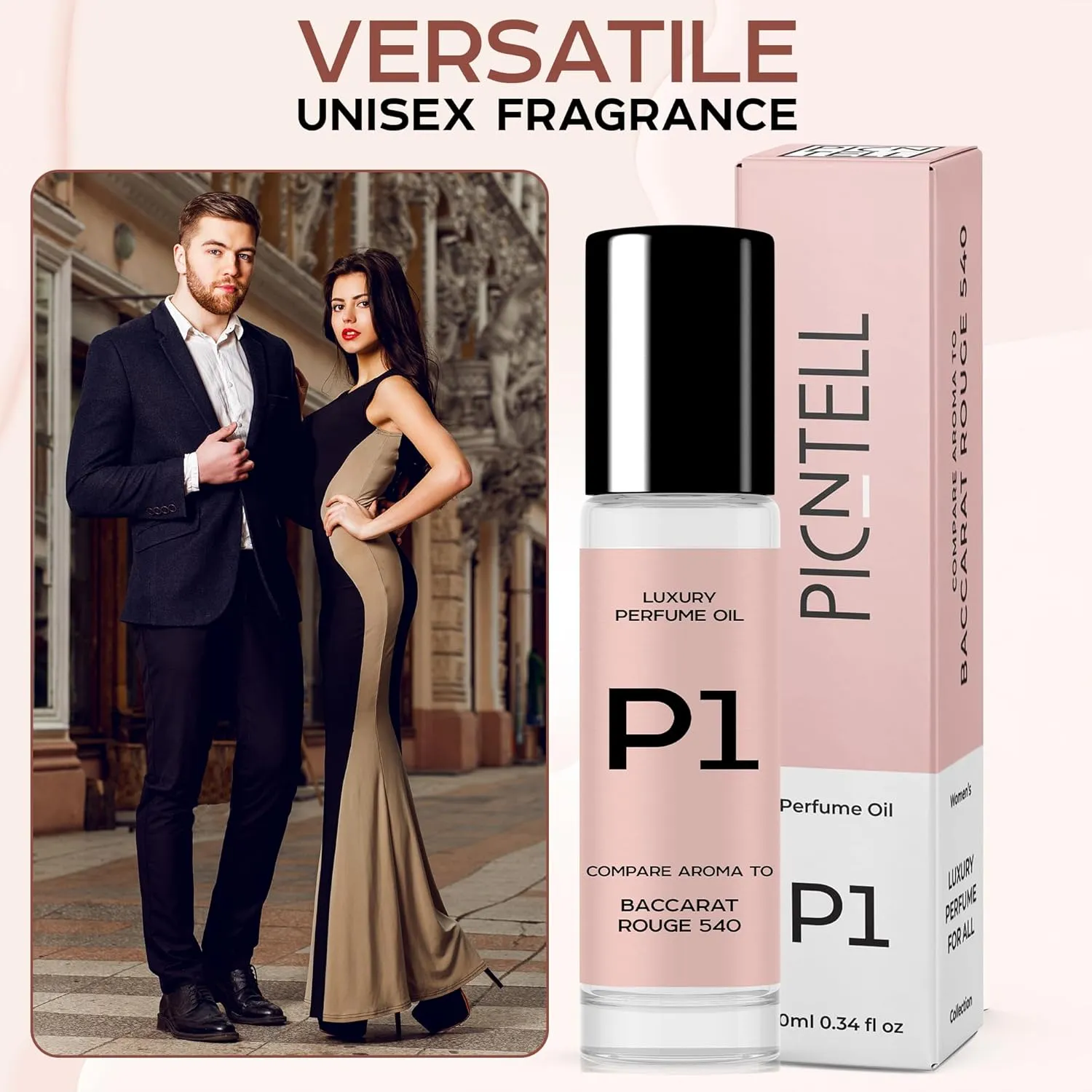 Perfume Oil Impression Roll-on Bottle (1 Pack, Similiar to Bac Rouge 540)