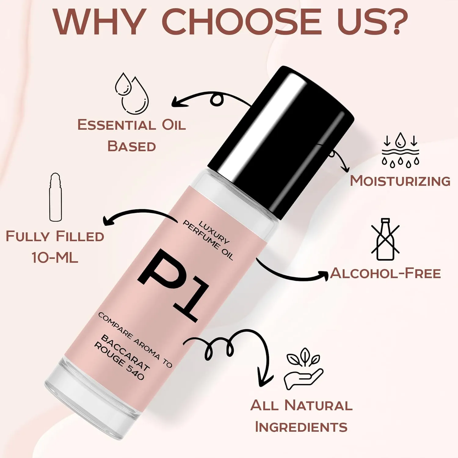 Perfume Oil Impression Roll-on Bottle (1 Pack, Similiar to Bac Rouge 540)