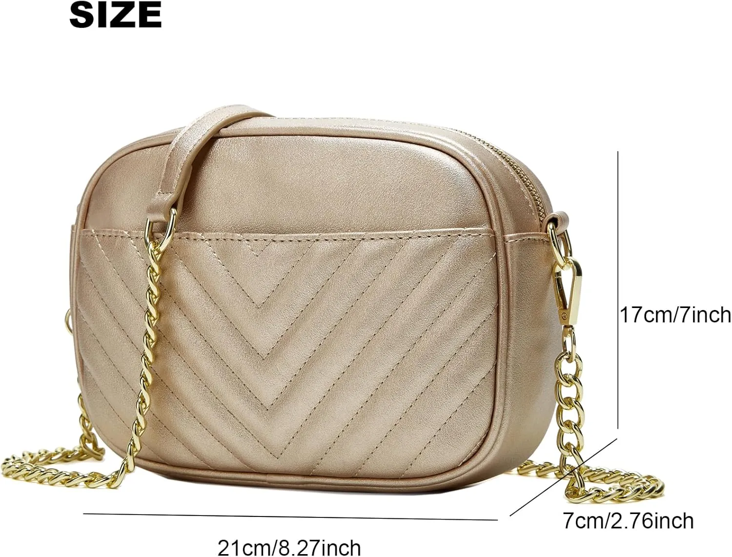 Phone Crossbody Bag with Chain Strap, Lightweight Vegan Leather Shoulder Purse for women