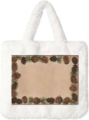 Pine Cone Border Plush Handbag, Comfortable Touch, Stylish And Compact, Suitable For Daily Travel