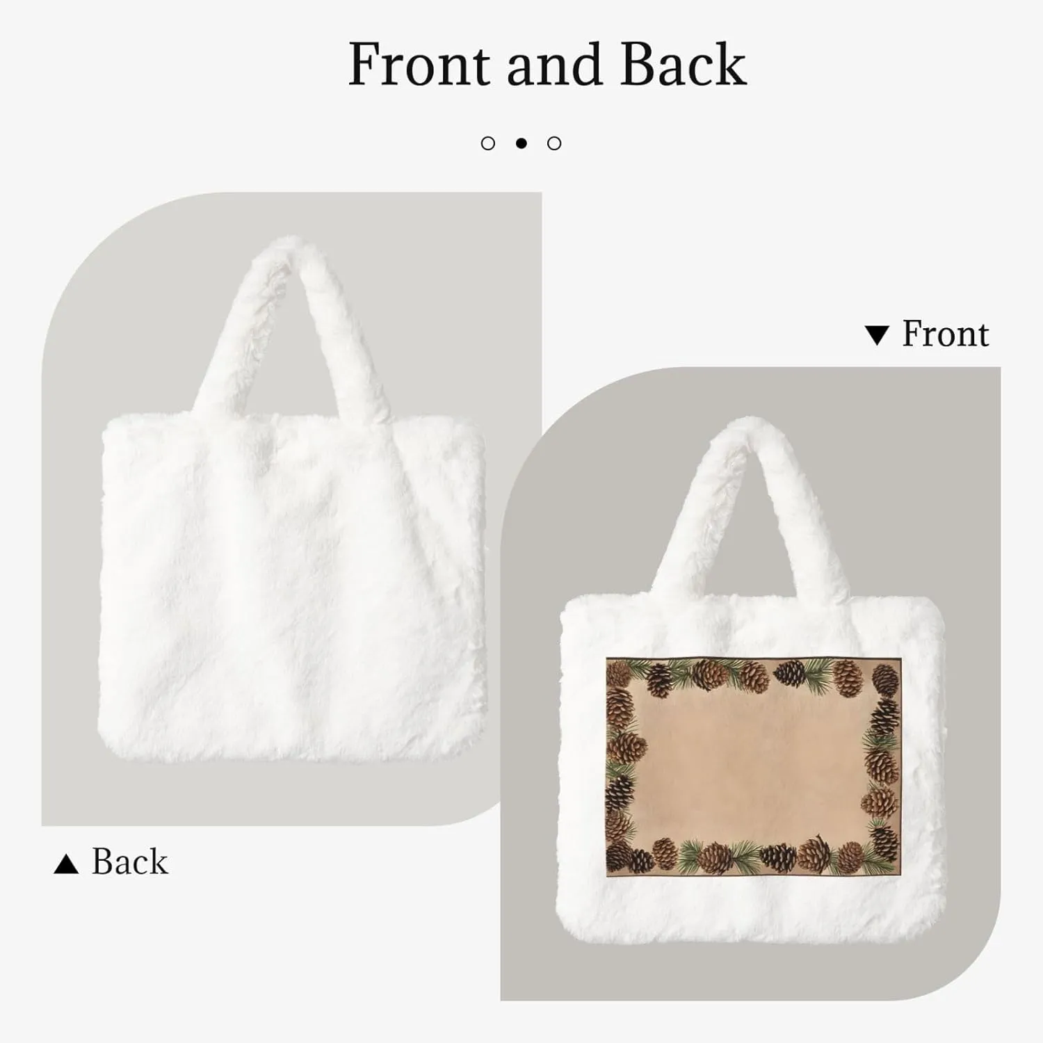 Pine Cone Border Plush Handbag, Comfortable Touch, Stylish And Compact, Suitable For Daily Travel