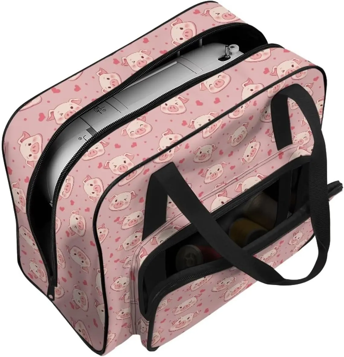Pink Pig Sewing Machine Carrier Tote Bag for Sewing Machine Portable Sewing Case with Multiple Storage Pockets, Household Sewing Machine Handbags for Most Singer, Brother