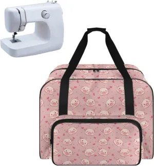 Pink Pig Sewing Machine Carrier Tote Bag for Sewing Machine Portable Sewing Case with Multiple Storage Pockets, Household Sewing Machine Handbags for Most Singer, Brother