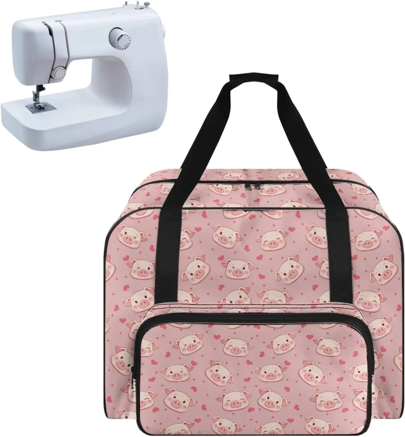 Pink Pig Sewing Machine Carrier Tote Bag for Sewing Machine Portable Sewing Case with Multiple Storage Pockets, Household Sewing Machine Handbags for Most Singer, Brother