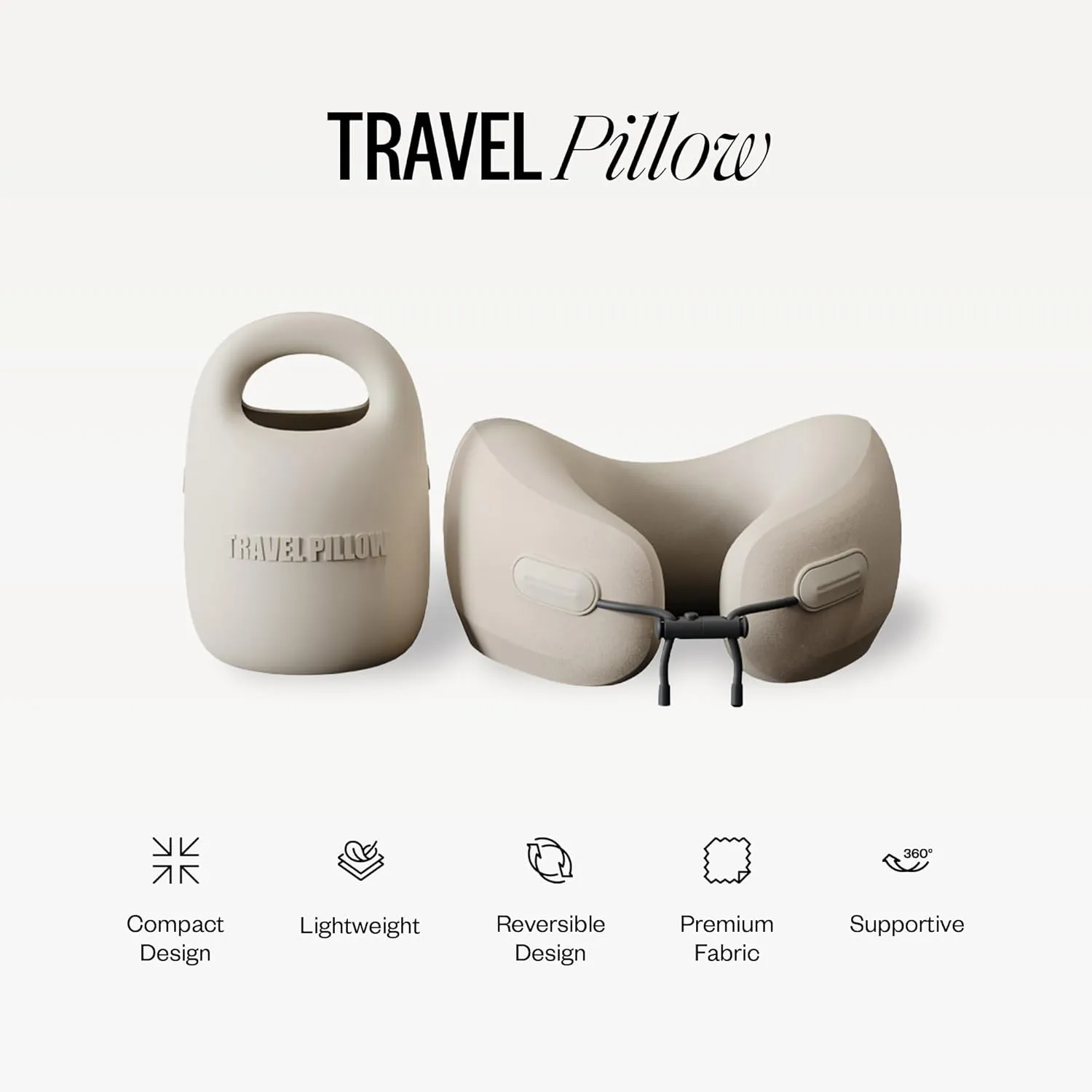 Pixie Mood Every Think Travel and Airplane Neck Pillow, Memory Foam, Support, Neck, Head Chin - Soft, Lightweight, Washable, Easy-to-Carry
