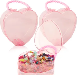 Plastic Storage Containers,8 Pack Pink Clear Handbags - Beads, Jewelry, Crafts Organizer - Small Plastic Storage Box, Beads Storage Containers, Clear Plastic Box for Small Items (Little Heart)