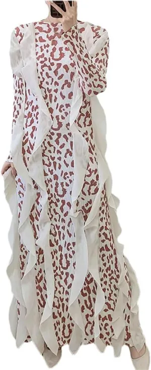Pleated Piece Dress Long Dresses Ruffle Leaf Edge Women's Clothing